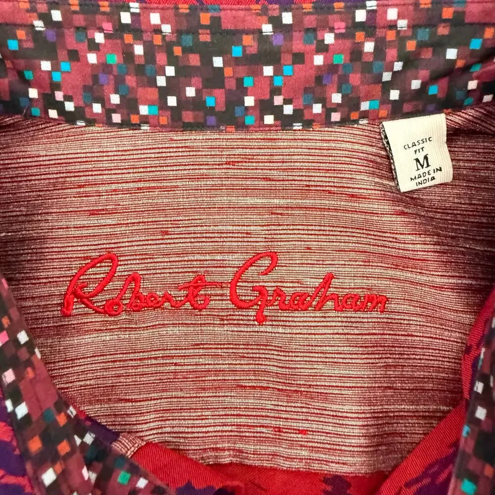 Robert Graham Woven Button Front Long Sleeve Shirt EXPRESSIONIST Paint Print M - Picture 4 of 9